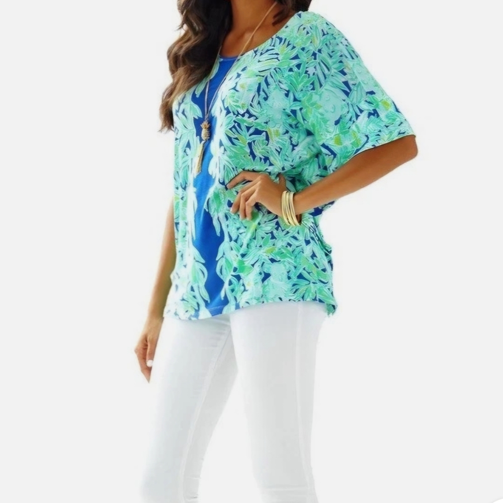 Lilly Pulitzer Blue and Green Patterned Top